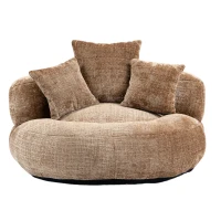 High Back Bean Bag Chair with Memory Foam Filling, High Back Design with Three Pillows, 108L x 108W x 52H cm, Brown(m-2)