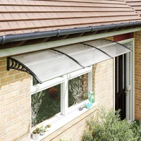 Outsunny Vordach Beschermkap, Zon- en Regenbescherming, inclusief Wandbevestiging, 295x90 cm, Wit(m-10)