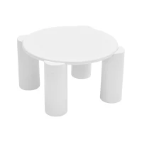 Modern Centre Table with Sturdy Support and Easy Assembly, Round Coffee Table, Smooth Rounded Edges, 70L x 70W x 39.5H cm, White(m-2)