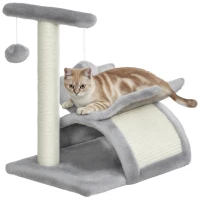 PawHut Cat Tree, Cat Tower for Kittens, Small Cat Condo with Rotatable Top Bar, Sisal Scratching Post, Tunnel, Dangling Balls - Grey(m-10)
