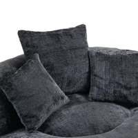 Lazy Sofa Bean Bag Chair with Memory Foam Filling and Chenille Fabric, High Back Design with Three Pillows, 108L x 108W x 52H cm, Black(m-9)