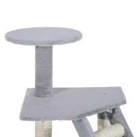 PawHut Cat Tree for Indoor Cats Kitten Scratching Post Scratch Scratcher Climb Activity Center Play House Pet Furniture 125cm (Grey)(m-8)