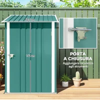 Outsunny Casetta da Giardino Porta Attrezzi in Acciaio Galvanizzato e Porta, 100x103x160cm, Verde(m-5)
