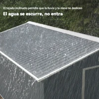 Outsunny Cobertizo de Jardín 12,4 m² 340x386x200 cm con 2 Puertas Corredizas Base Refuerzo (Suelo NO Incluido) Gris Oscuro(m-7)