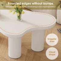 Cloud-Shaped Coffee Table with Cloud-Shaped Design, Modern Living Room Table with MDF Top and PVC Legs, 107L x 66W x 40.5H cm, White(m-6)