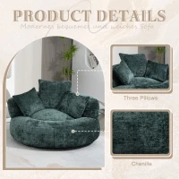 Lazy Sofa Bean Bag Chair with Memory Foam Filling, High Back and Three Pillows, Indoor and Outdoor Use, 108L x 108W x 52H cm, Green(m-6)