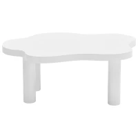 Cloud Shaped Coffee Table with Robust Construction, Modern Design with Rounded Corners, Easy Assembly, 100.5L x 69.5W x 41.5H cm, White(m-11)