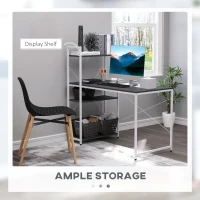 HOMCOM Computer Desk with Storage Shelves, Industrial Writing Table, Study Workstation for Home Office with Metal Frame, Black and White(m-5)