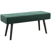 HOMCOM Taburete Pie de Cama Multifuncional con Pies de Acero y Asiento Acolchado para Entrada Pasillo 100x36x45 cm Verde