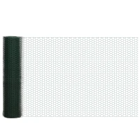 PawHut 1m x 25m Chicken Wire Mesh, Foldable PVC Coated Welded Garden Fence, Roll Poultry Netting, for Rabbits, Ducks, Geese - Dark Green(m-1)