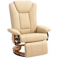 HOMCOM Faux Leather Recliner Chair - Beige(m-10)