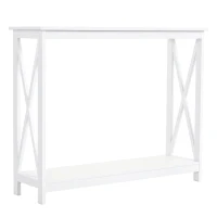 HOMCOM Table de console table d'entrée style table de drapier néo-rétro étagère dim. 100L x 30l x 80,5H cm MDF blanc(m-1)