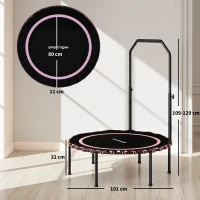 SPORTNOW 40" Foldable Fitness Trampoline Rebounder with Handle, Pink(m-3)