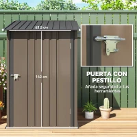 Outsunny Caseta de Jardín Metálica 0,92 m² 100x103x160 cm con 1 Puerta y Cerradura para Almacenamiento de Herramientas Marrón(m-5)