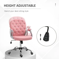 Vinsetto PU Leather Office Chair, Computer Desk Chair with Adjustable Height and Tufted Back, Pink(m-4)
