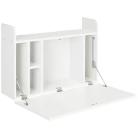 HOMCOM Wall Mounted Table, Drop Leaf Floating Laptop Desk with Space Saving Storage Compartments for Home Office and Study, 77cm x 20cm x 51cm, White(m-1)