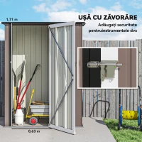 Outsunny Abrigo de Jardim 1,07㎡ 142x84x189 cm Abrigo de Armazenamento Abrigo de Ferramentas com Teto Inclinado e Porta Marrom(m-5)