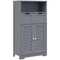 kleankin Three-Part Bathroom Storage Unit, with Shelf, Drawers & Cupboard - Grey(m-10)