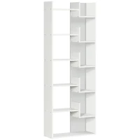HOMCOM Modern Book Shelf with 11 Open Shelves, 6-Tier Bookcase, Freestanding Shelving Unit for Home Office and Study, White(m-1)