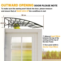 Outsunny Vordach Beschermkap, Zon- en Regenbescherming, inclusief Wandbevestiging, 295x90 cm, Wit(m-7)