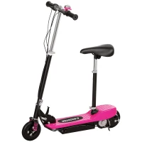 HOMCOM Steel Ride on Powered Scooter, Folding E-Scooter with Warning Bell, 15km/h Maximum Speed, for 6-14 Years Old, Pink(m-10)