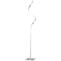 HOMCOM Dimmable Floor Lamp for Living Room, Modern Spiral Standing Lamp with 3 Adjustable Brightness and Square Base, Silver(m-10)