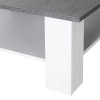 HOMCOM Square Coffee Table, 2 Tier Centre Table with Storage Shelf, Vintage Living Room Table, Cement Colour(m-8)