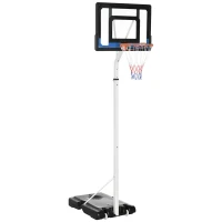 SPORTNOW 2.6-3.1m Adjustable Basketball Hoop and Basketball Stand w/ Backboard and Weighted Base, Portable on Wheels, White(m-1)