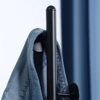 HOMCOM Coat Rack, Free Standing Hat Stand with 8 Hooks for Clothes, Hats, Steel Coat Stand with Marble Base for Entryway, Bedroom, Black(m-8)