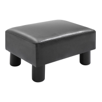 HOMCOM Reposapiés para Sofá Taburete Pequeño Tapizado en Piel Sintética Asiento de Espuma y Patas de Plástico 40x30x24 cm Negro