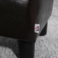 HOMCOM Footstool, Faux leather Upholstered Footrest, Small Ottoman Foot Rest with Wooden Frame for Living Room, 40 x 30 x 24cm, Brown(m-9)