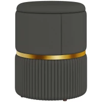 HOMCOM Velvet-Feel Storage Ottoman - Grey(m-10)