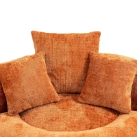High Back Bean Bag Chair with Memory Foam Filling, Chenille Fabric, No Assembly Required, 108L x 108W x 52H cm, Orange(m-9)