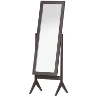 HOMCOM Espejo de Maquillaje de Pie Reclinable Nórdico para Dormitorio Salón Marco de Madera 47x46x148 cm Marrón(m-1)