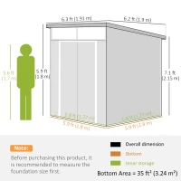 Outsunny Capanno da Giardino 1,9 x 1,9 m in Plastica, con Porte Bloccabili e 2 Aperture di Ventilazione, Grigio Scuro(m-3)