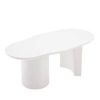 Modern Cloud-Shaped Coffee Table with MDF and PVC Construction, Spacious and Versatile, Easy Assembly, 100L x 50W x 40.5H cm, White(m-12)