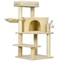 PawHut Sisal 100cm Cat Tree Tower with Sisal Scratching Post Cream White(m-1)