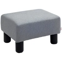 HOMCOM Footstool, Linen Upholstered Footrest, Small Ottoman Foot Rest with Wooden Frame for Living Room, 40 x 30 x 24cm, Grey(m-10)