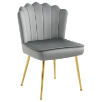 HOMCOM Velvet-Feel Shell Accent Chair - Grey(m-10)