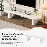 Wooden TV Stand Cabinet with Durable Construction, MDF Entertainment Centre with Rounded-Edge Design, 160L x 40W x 40H cm, White(m-4)