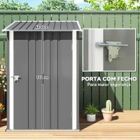 Outsunny Abrigo de Jardim 0,92 m² 100x103x160 cm de Aço Galvanizado com Porta Fechadura e Teto Inclinado  Cinza(m-5)