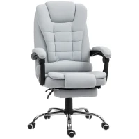 HOMCOM Linen-Look Adjustable Office Chair - Light Grey(m-10)