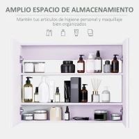 HOMCOM Armario de Baño con Espejo Armario de 2 Puertas con 3 Estantes Interiores Estilo Moderno para Dormitorio Salón 80x15x60 cm Lila Claro(m-4)
