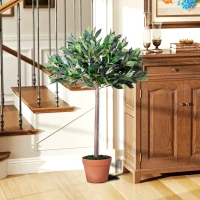 Outsunny 3ft  Artificial Olive Tree Indoor Plant Greenary for Home Potted in An Orange Pot(m-8)