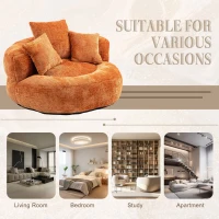 High Back Bean Bag Chair with Memory Foam Filling, Chenille Fabric, No Assembly Required, 108L x 108W x 52H cm, Orange(m-8)