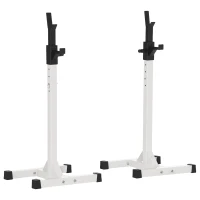 HOMCOM Support pour haltères support de musculation repose haltères hauteur réglable charge max. 150 kg acier 52 x 48 x 160 cm noir et blanc(m-1)