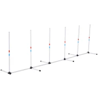 PawHut Agility sport pour chien lot de 6 slaloms professionnels d'agilité avec sac de transport plastique blanc(m-1)