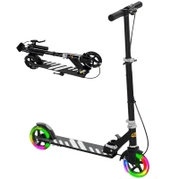AIYAPLAY Scooter for Kids Aged 3-8 Years, with Adjustable Handle, Two Light Up Wheels, Handbrake, Rear Brake, Black(m-10)