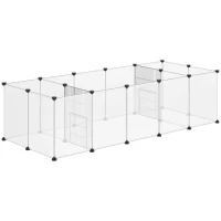 PawHut 18-Panel Small Animal Cage, Pet Playpen, for Guinea Pigs, Hedgehogs - White(m-10)