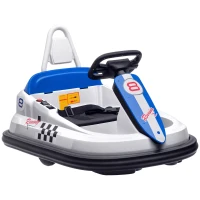 HOMCOM 6V Electric Kids Bumper Car, 6V Spin Waltz Car, with Music, Horn, Lights - White(m-10)